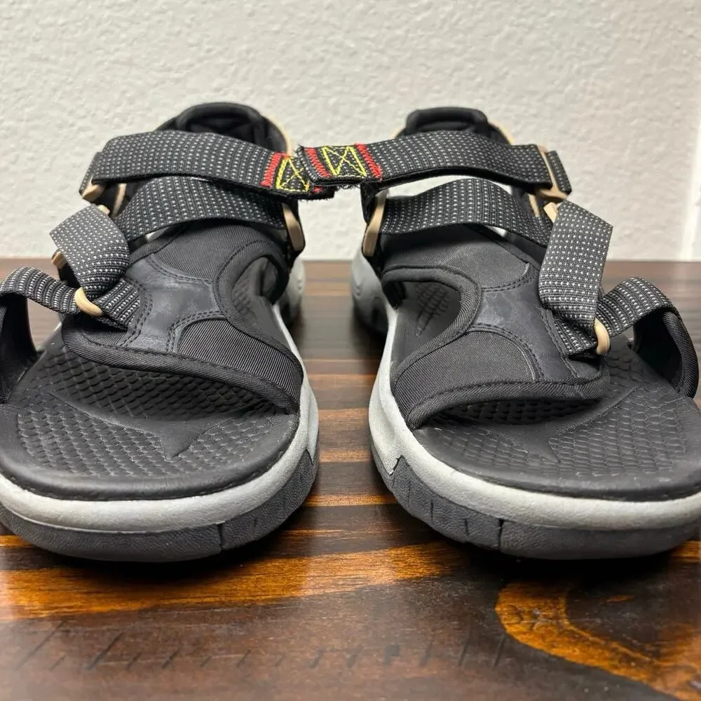 Ozark Trail Men’s Size 10 Brown Black Gray Velcro Cross Strap Mountain Sandals